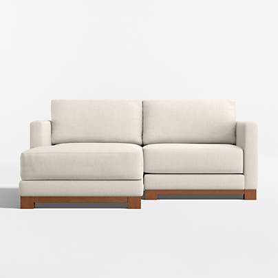 Gather Wood Base 2-Piece Small Space Sectional Sofa with Chaise Lounge