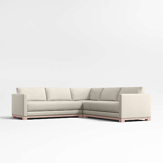 Gather Wood Base 3-Piece L-Shaped Sectional Sofa