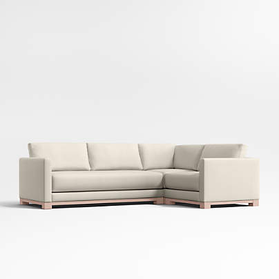 Gather Wood Base Bench 3-Piece L-Shaped Sectional Sofa