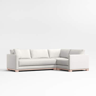 Gather Wood Base Bench 3-Piece L-Shaped Sectional Sofa