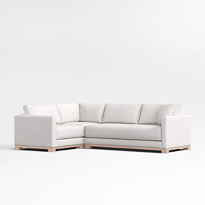 Gather Wood Base Bench 3-Piece L-Shaped Sectional Sofa