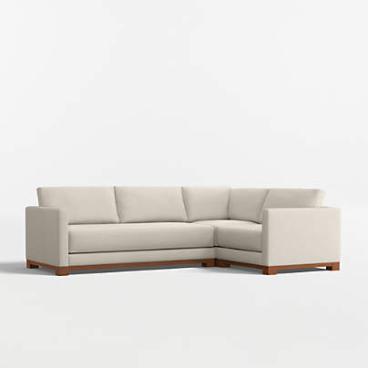 Gather Wood Base 3-Piece L-Shaped Bench Sectional Sofa