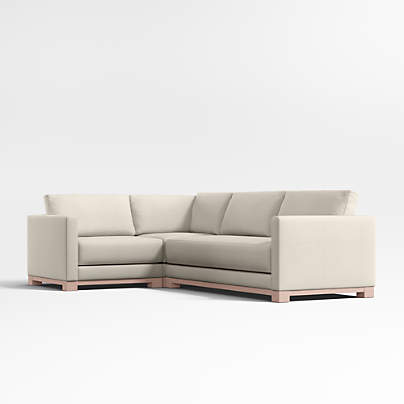 Gather Wood Base Bench 3-Piece L-Shaped Sectional Sofa