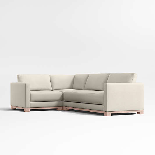 Gather Wood Base Bench 3-Piece L-Shaped Sectional Sofa