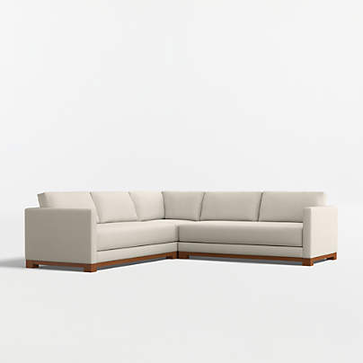 Gather Wood Base 3-Piece L-Shaped Bench Sectional Sofa