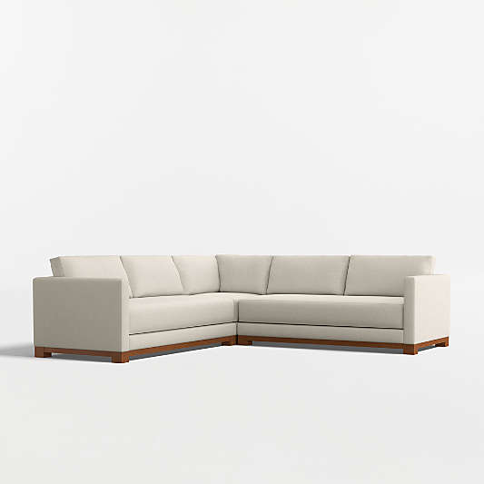 Gather Wood Base 3-Piece L-Shaped Bench Sectional Sofa