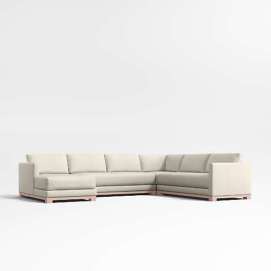 Gather Wood Base Bench 4-Piece U-Shaped Sectional Sofa