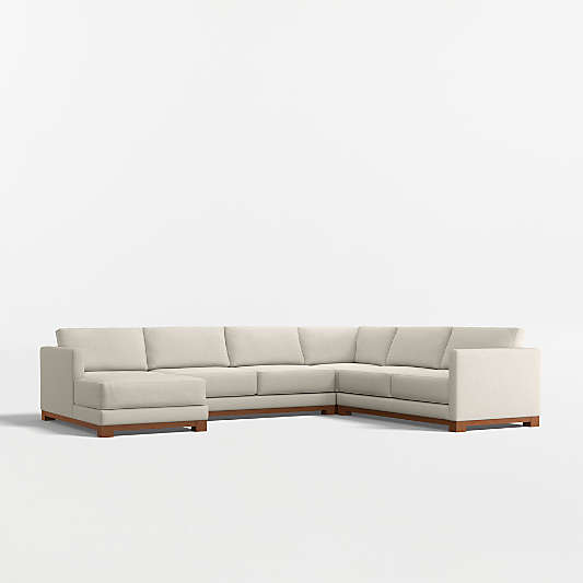 Gather Wood Base 4-Piece L-Shaped Sectional Sofa with Chaise Lounge