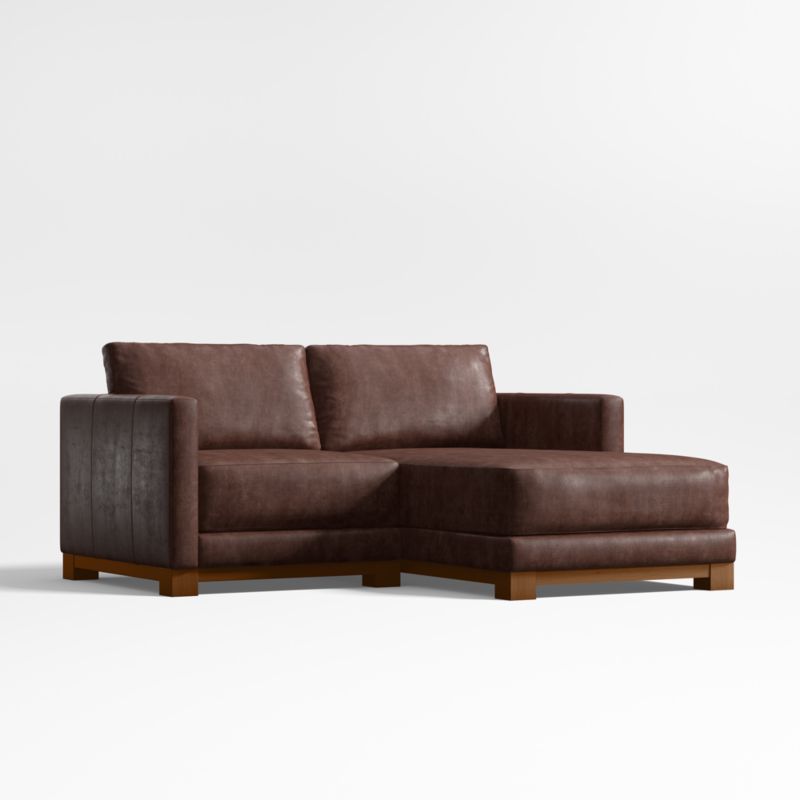 Gather Wood Base Leather 2-Piece Chaise Sectional Sofa - image 3 of 7