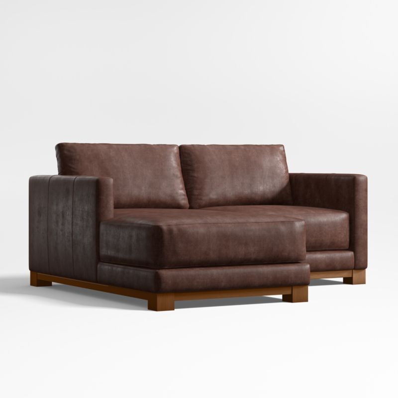 Gather Wood Base Leather 2-Piece Chaise Sectional Sofa - image 3 of 7