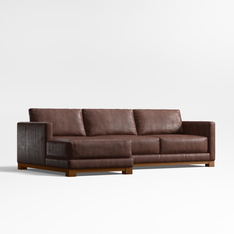 Gather Wood Base Leather 2-Piece Chaise Sectional Sofa - image 3 of 7