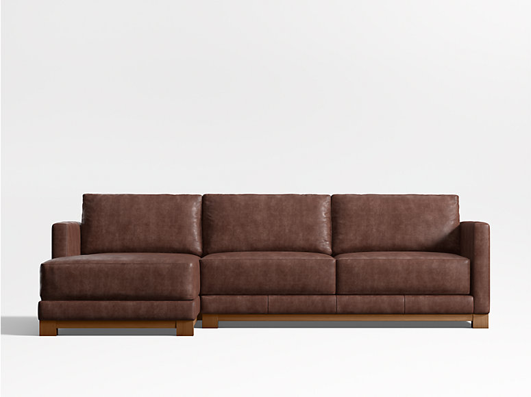 Gather Wood Base Leather Sectional Sofas