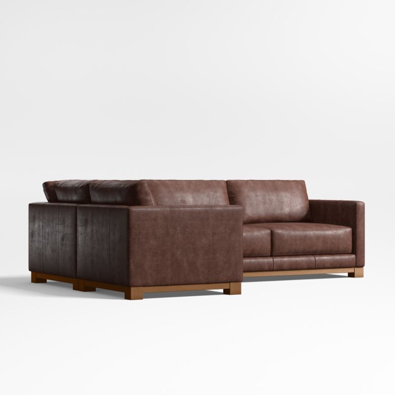 Gather Wood Base Leather 3-Piece L-Shaped Sectional Sofa - image 3 of 7