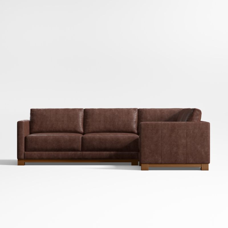 Gather Wood Base Leather 3-Piece L-Shaped Sectional Sofa - image 3 of 7