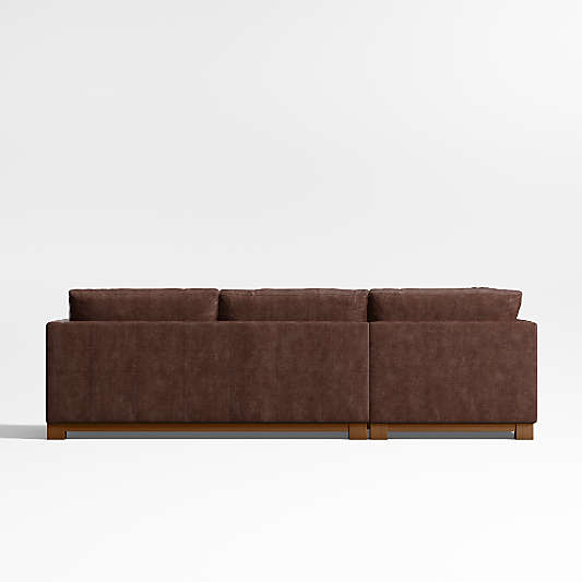 Gather Wood Base Leather 3-Piece L-Shaped Sectional Sofa