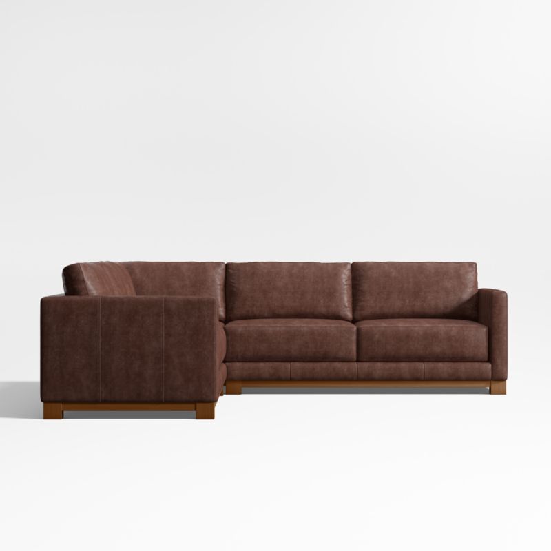 Gather Wood Base Leather 3-Piece L-Shaped Sectional Sofa - image 3 of 7