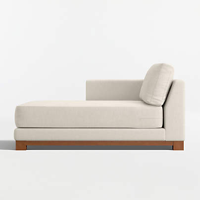 Gather Wood Base Left-Arm Chaise Lounge Sectional Piece