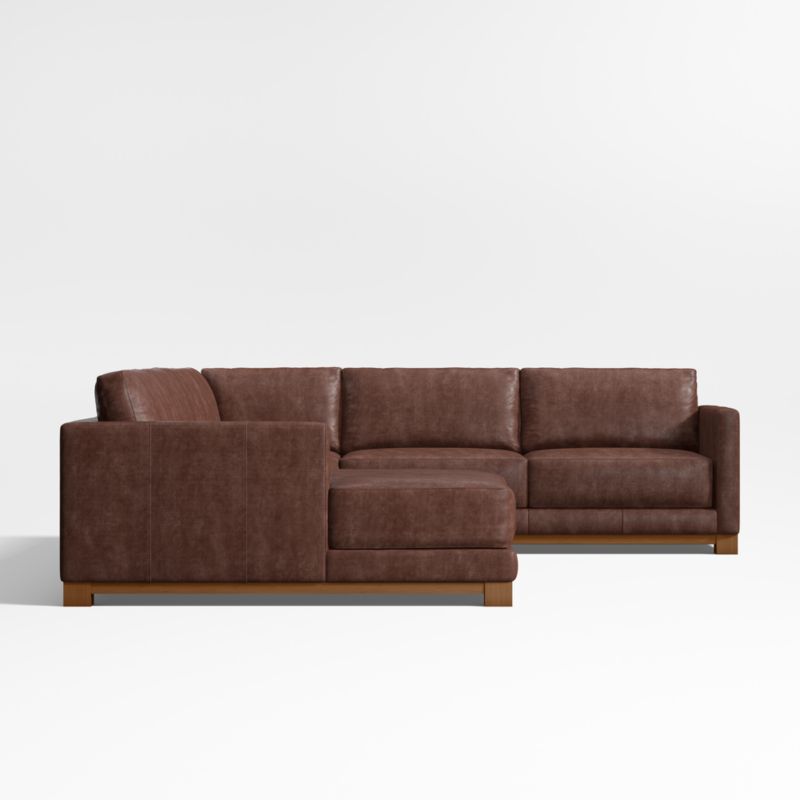 Gather Wood Base Leather 4-Piece Corner Sectional Sofa with Chaise Lounge - image 4 of 7