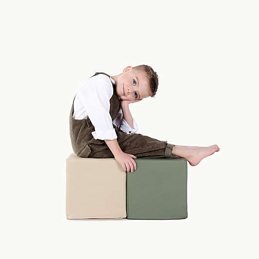 Gathre Thyme Green and Millet Tan Vegan Leather Toddler Play Cubes