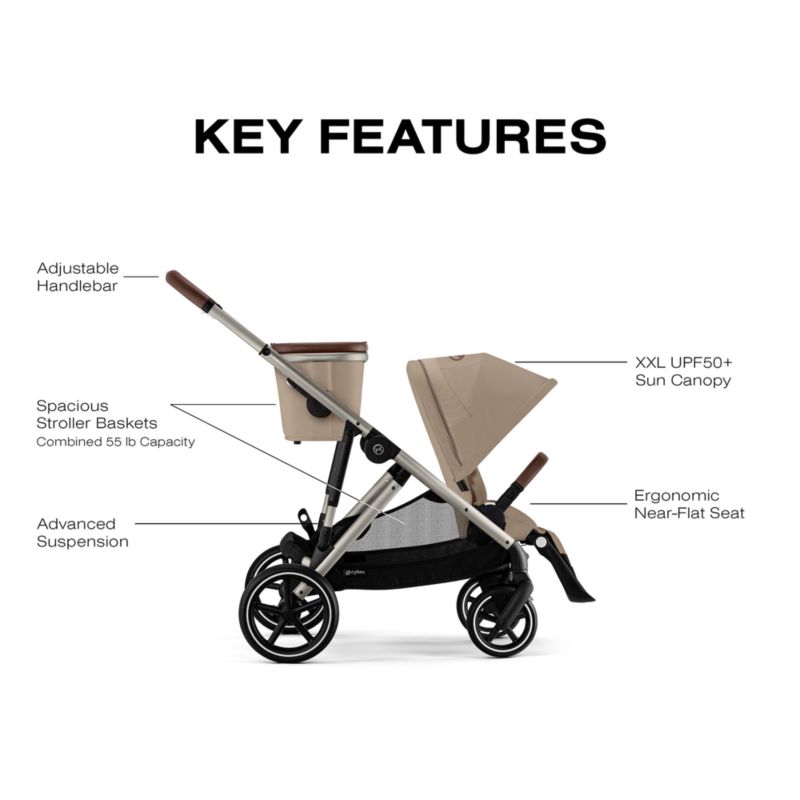 Cybex Almond Beige Gazelle S 2 Modular Baby Stroller with Taupe Frame - image 5 of 8