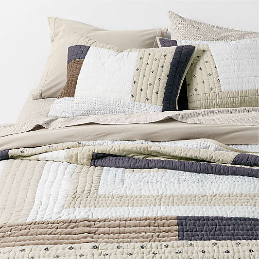 Gee's Bend Around The Bend Organic Cotton Taupe/Midnight Navy Quilt