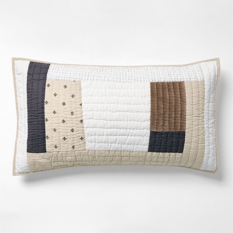 Gee's Bend Around The Bend Organic Cotton Taupe/Midnight Navy King Quilted Bed Pillow Sham - image 0 of 9