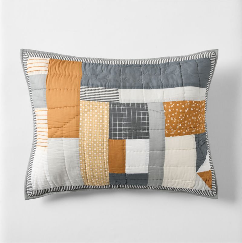 Gee's Bend Amir Amor Blue Patchwork Organic Cotton Kids Pillow Sham - image 0 of 8