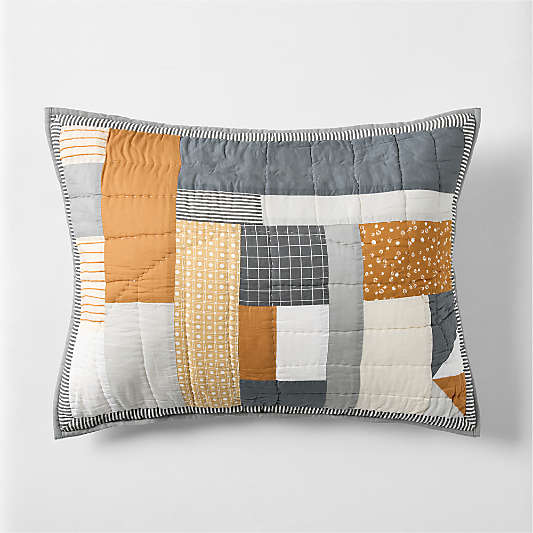 Gee's Bend Amir Amor Blue Patchwork Organic Cotton Kids Pillow Sham