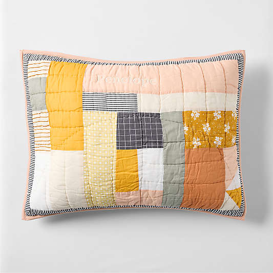 Gee's Bend Amir Amor Pink Patchwork Organic Cotton Kids Pillow Sham