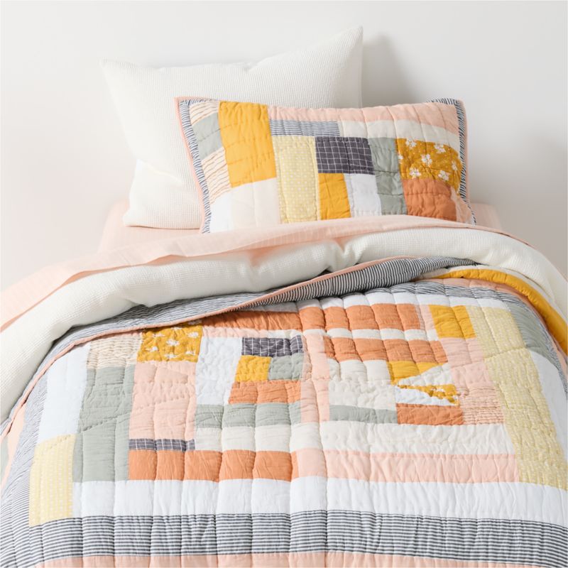 Gee's Bend Amir Amor Pink Patchwork Organic Cotton Kids Twin Quilt - image 0 of 13