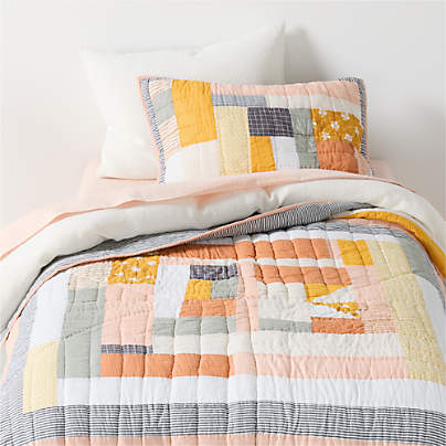 Gee's Bend Amir Amor Pink Patchwork Organic Cotton Kids Twin Quilt