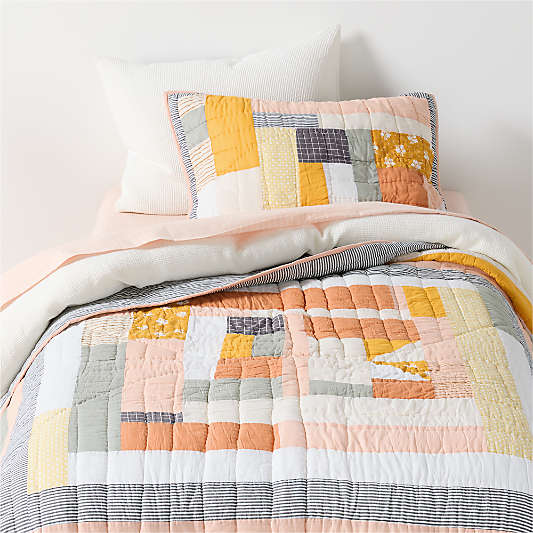 Gee's Bend Amir Amor Pink Patchwork Organic Cotton Kids Quilt