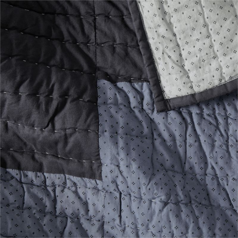 Gee's Bend Organic Cotton Midnight Navy Checkerboard Quilted King Bed Pillow Sham - image 6 of 8