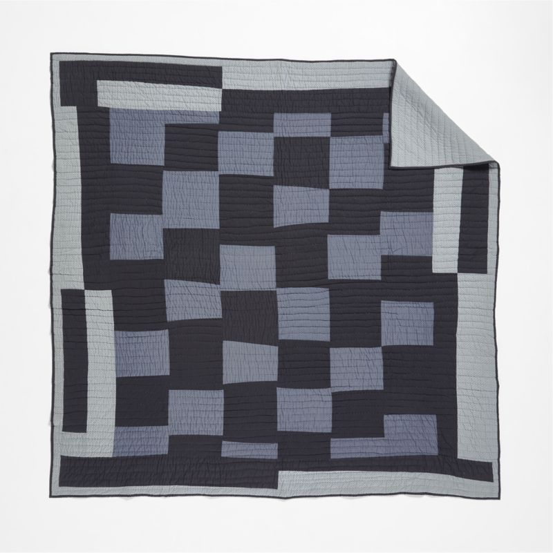 Gee's Bend Organic Cotton Midnight Navy Checkerboard Quilted King Bed Pillow Sham - image 7 of 8