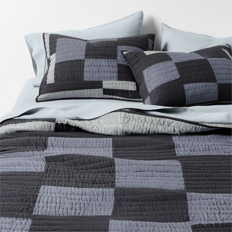 Gee's Bend Organic Cotton Midnight Navy Checkerboard Quilted King Bed Pillow Sham - image 1 of 8