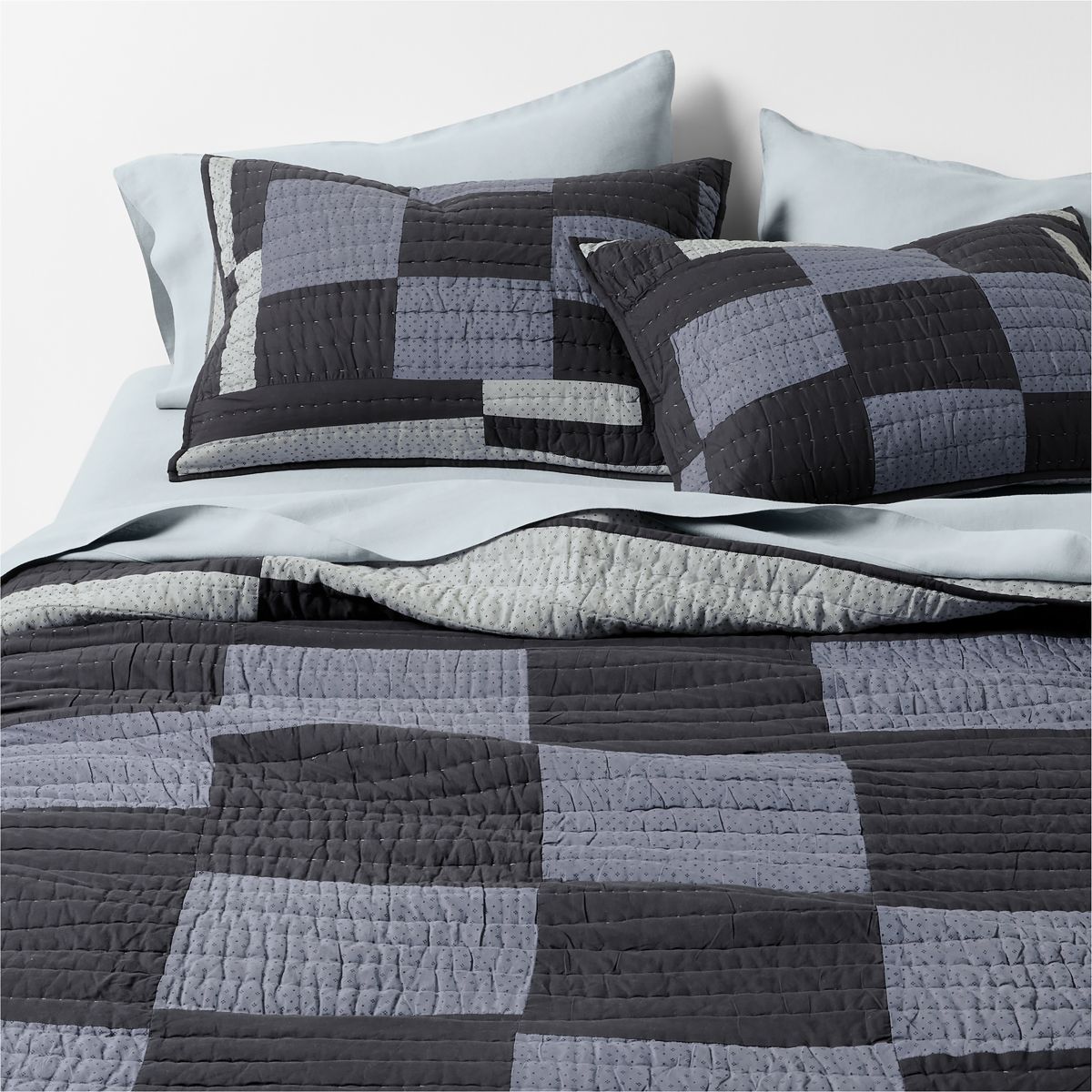 Gee's Bend Organic Cotton Navy Checkerboard King Quilt