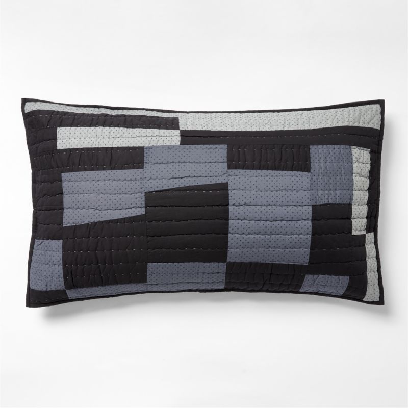 Gee's Bend Organic Cotton Midnight Navy Checkerboard Quilted King Bed Pillow Sham - image 0 of 8