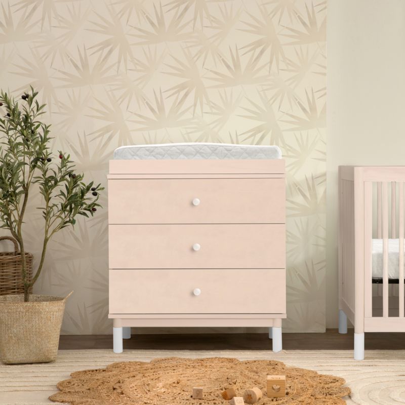 Babyletto Gelato Washed Natural Wood 3 Drawer Dresser with Removable Changing Tray