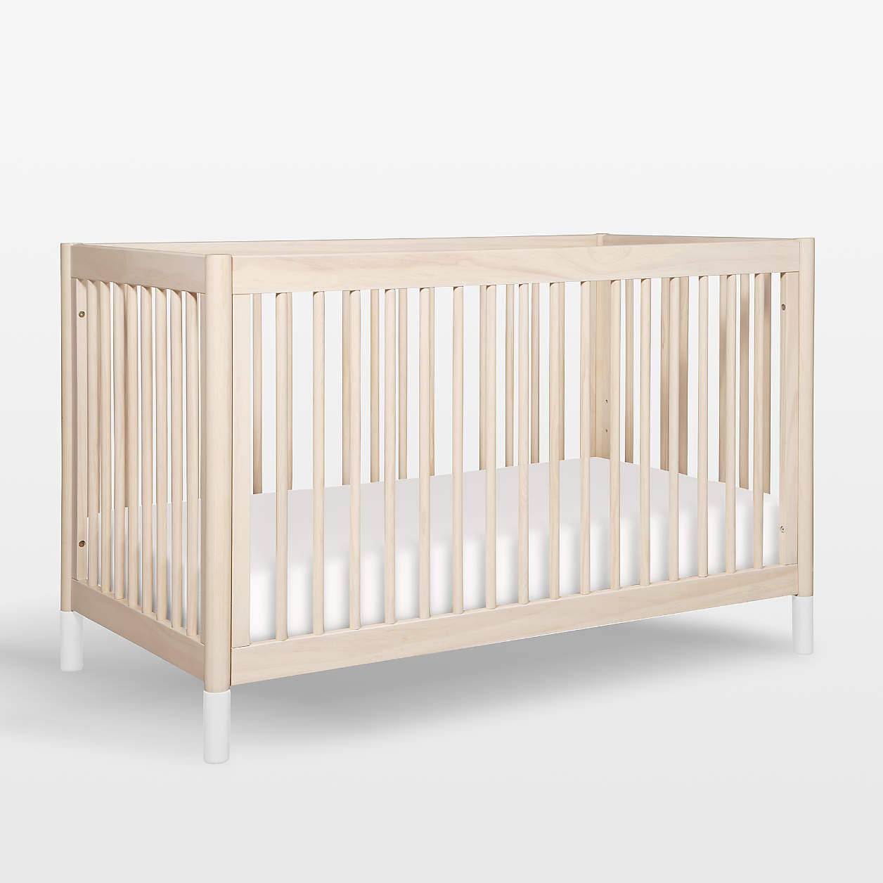 Babyletto Gelato White & Washed Natural Wood 4in1 Convertible Baby Crib with Toddler Bed