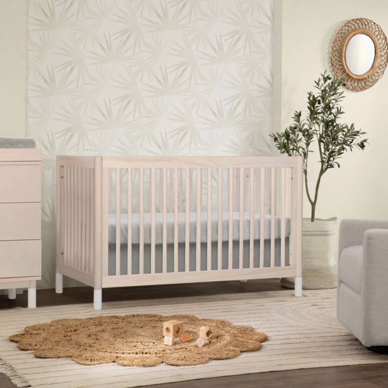 Babyletto Gelato White & Washed Natural Wood 4-in-1 Convertible Baby ...