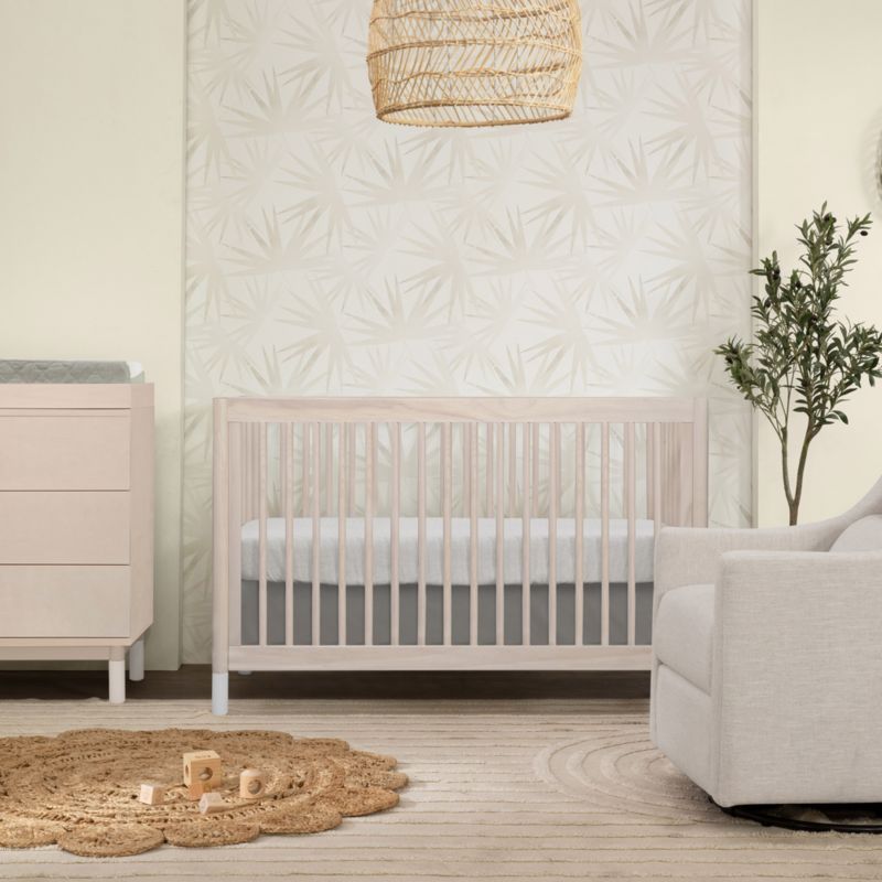 Babyletto Gelato White & Washed Natural Wood 4-in-1 Convertible Baby Crib with Toddler Bed Conversion Kit - image 1 of 12