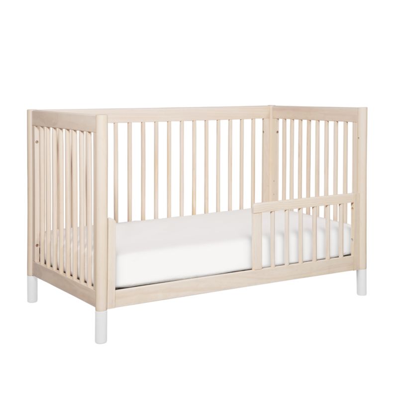 Babyletto Gelato White Washed Natural Wood 4 in 1 Convertible Baby Crib with Toddler Bed Conversion Kit Reviews Crate Kids