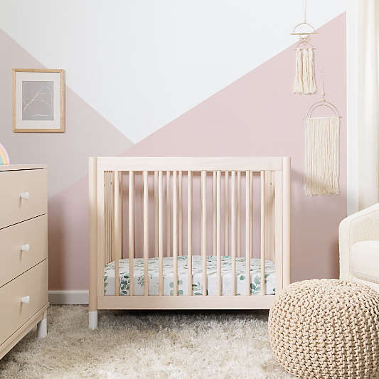 Babyletto Gelato White & Washed Natural Wood 4-in-1 Convertible Mini Baby Crib