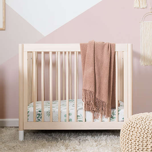 Babyletto Gelato White & Washed Natural Wood 4-in-1 Convertible Mini Baby Crib