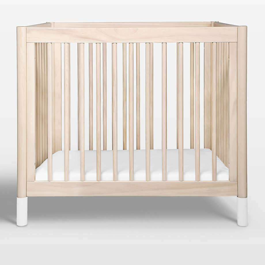 Babyletto Gelato White & Washed Natural Wood 4in1 Convertible Mini Baby Crib Crate & Kids