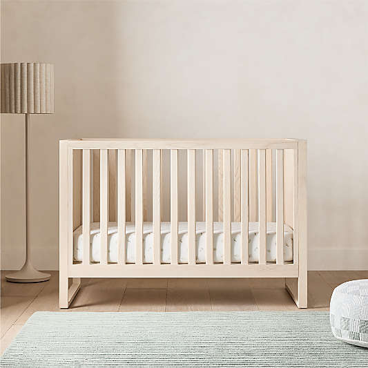 Gemini Sunwashed Ash Wood Convertible Baby Crib with Toddler Bed Rail