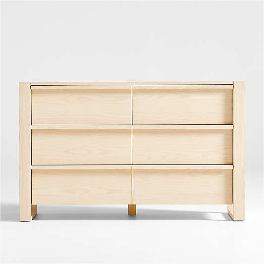 Gemini Kids Light Ash Wood 6-Drawer Wide Dresser