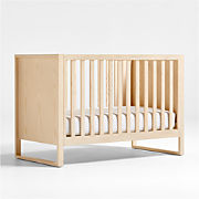 Archie Whitewashed Ash Wood Convertible Baby Crib