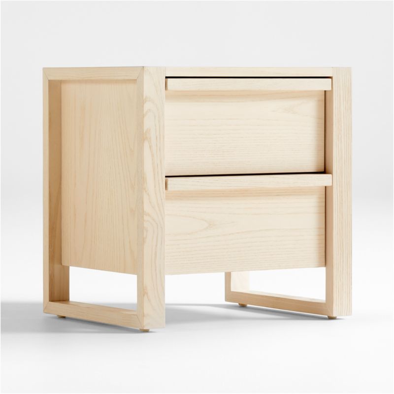 Gemini Light Ash Wood 2-Drawer Kids Nightstand