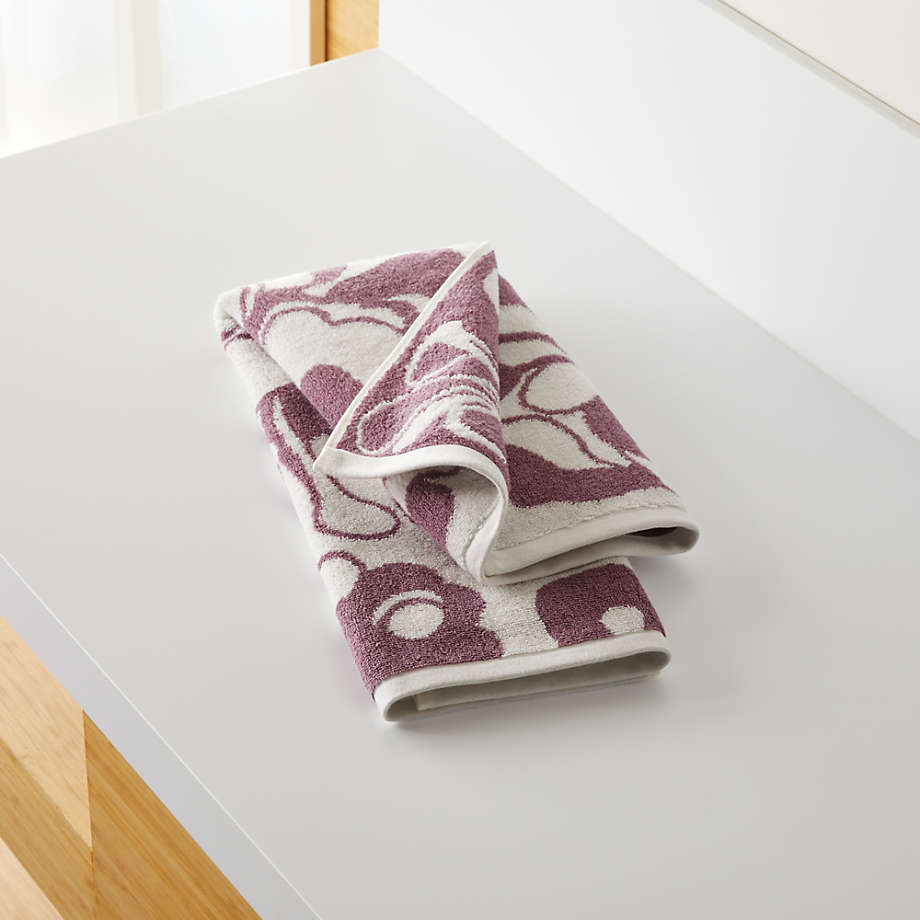 Gemma Mauve Organic Floral Hand Towel + Reviews Crate and Barrel